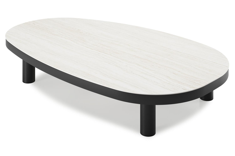 Donato loungetafel in zwart aluminium en volkeramiek calista - L 151 x B 90 x H 25 cm