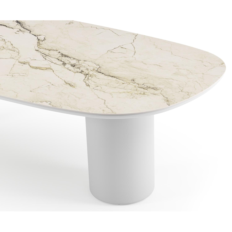 Amico tuintafel bombo in wit aluminium en volkeramiek Colorado Dunes - L 270 x B 125 x H 73.5 cm