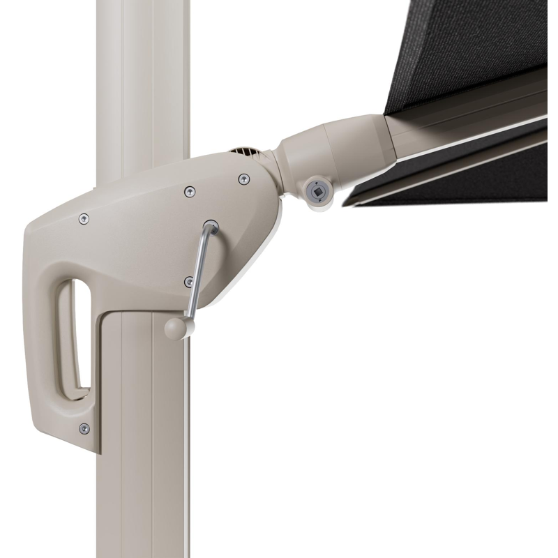 Parasol pendant Minore avec fonction tilt en aluminium beige et toile de parasol All Weather Solica Firenze Tunder - Lg.1 280 Lg.2 370 cm (sans pied de parasol)