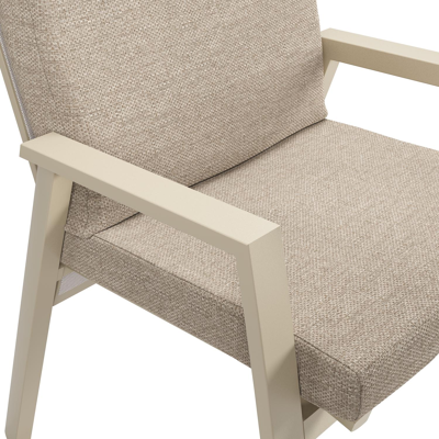 Leon tuinstoel in beige aluminium en beige textilene met kussen in Rustic Weather+ Softtouch