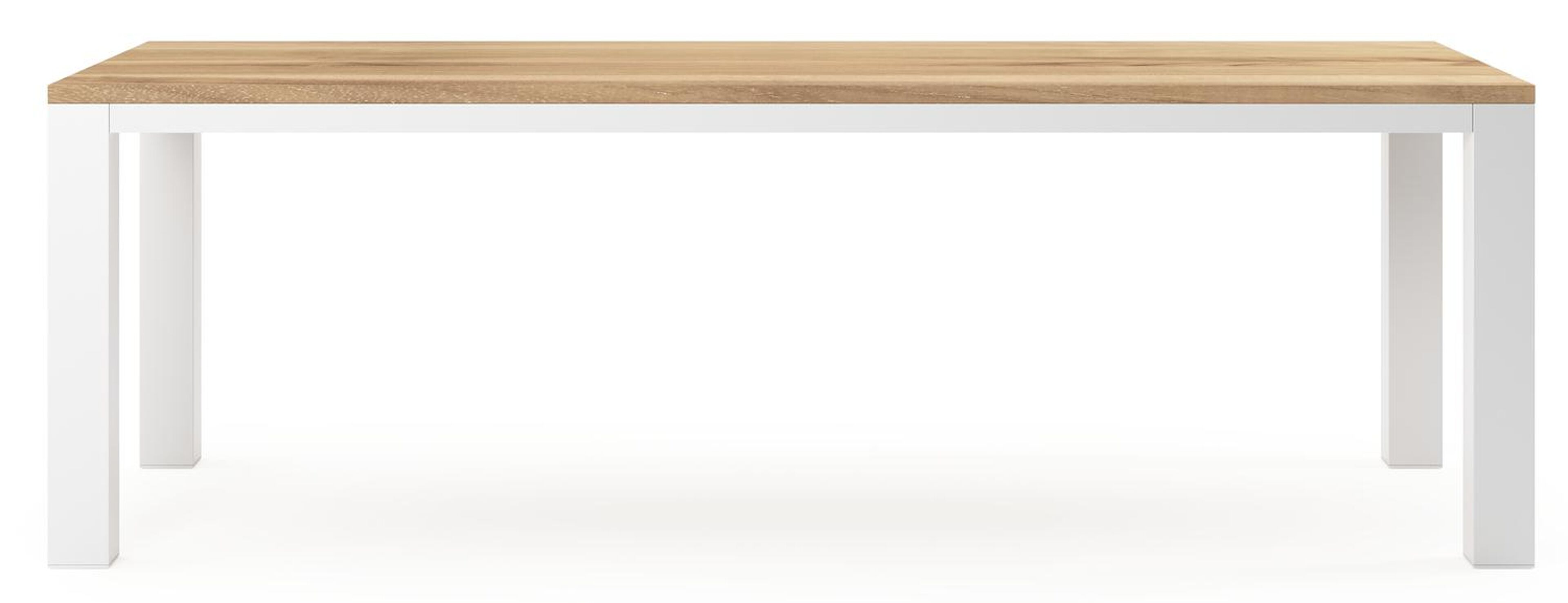 Table de jardin Nano en aluminium blanc et teck - Lg 240 x Larg. 100 x H 75 cm