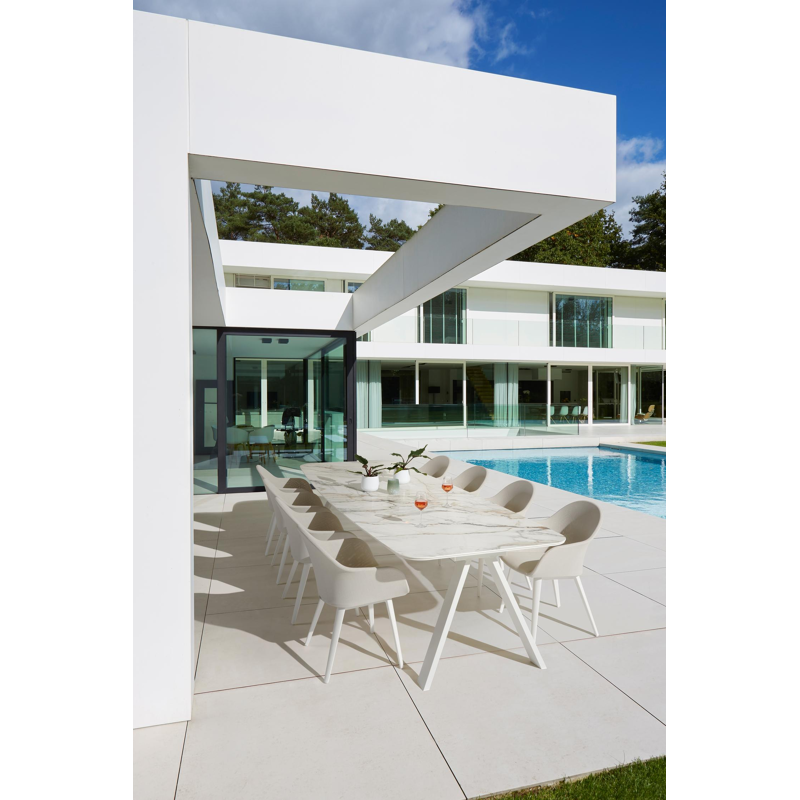 Cesano tuinstoel in wit aluminium en beige dubbele textilene