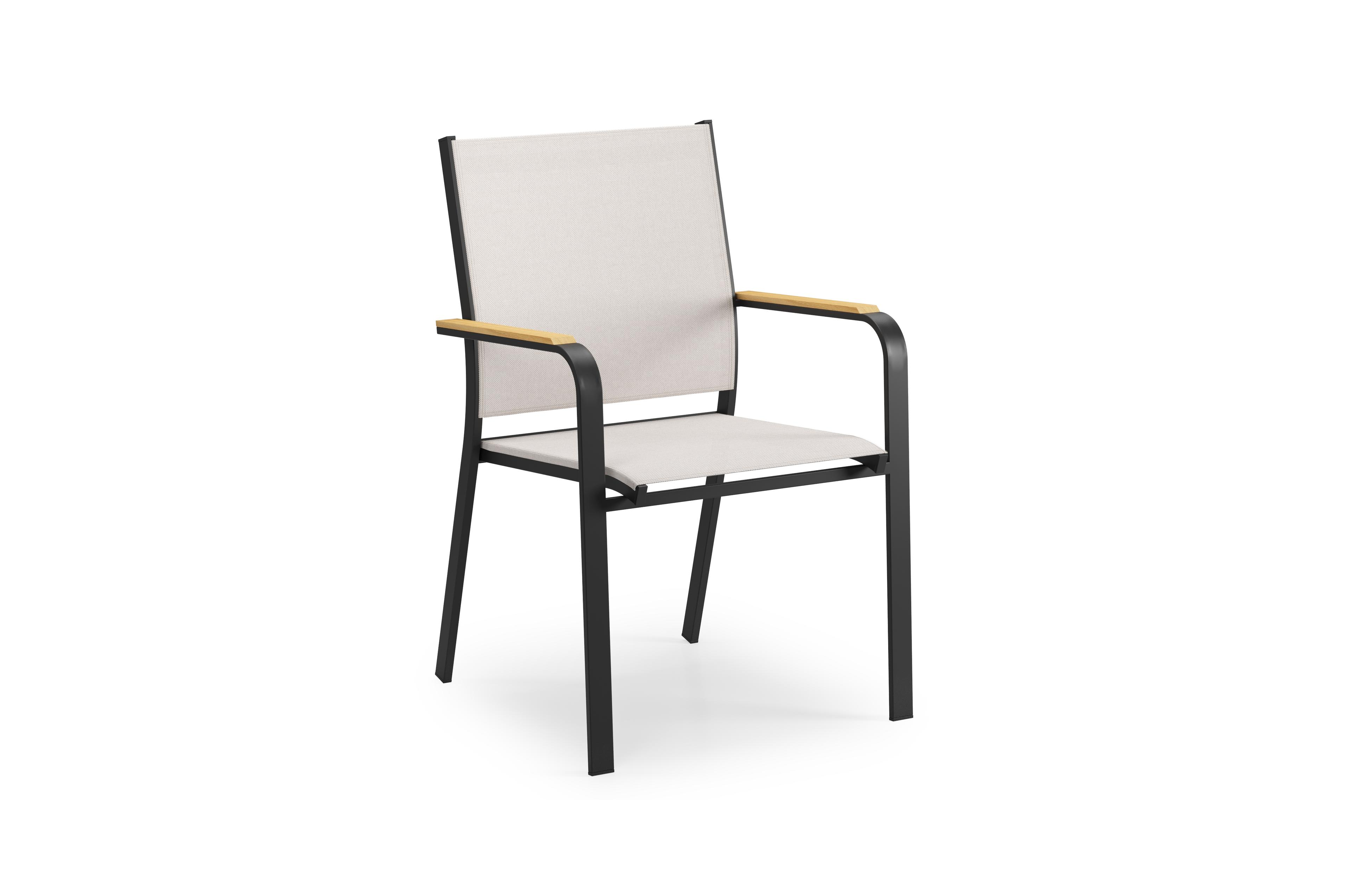 Calobra rechthoekige uitschuifbare tuinset in zwart aluminium en teak naturel met 10 Amalfi tuinstoelen