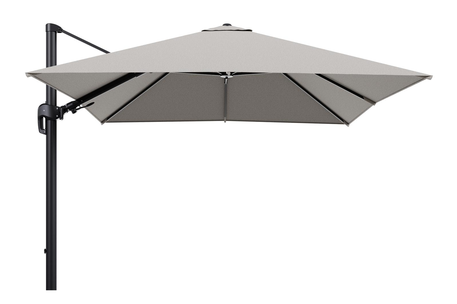 Parasol pendant Rufina avec fonction tilt en aluminium noir et toile de parasol en All Weather Solica Firenze Sand  - Lg.1 300 x Lg.2 300 cm (sans pied de parasol