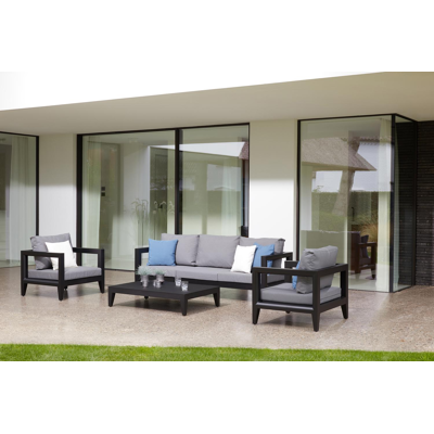 Rovigo loungeset zwart-grijs - aluminium en textilene - 5 personen