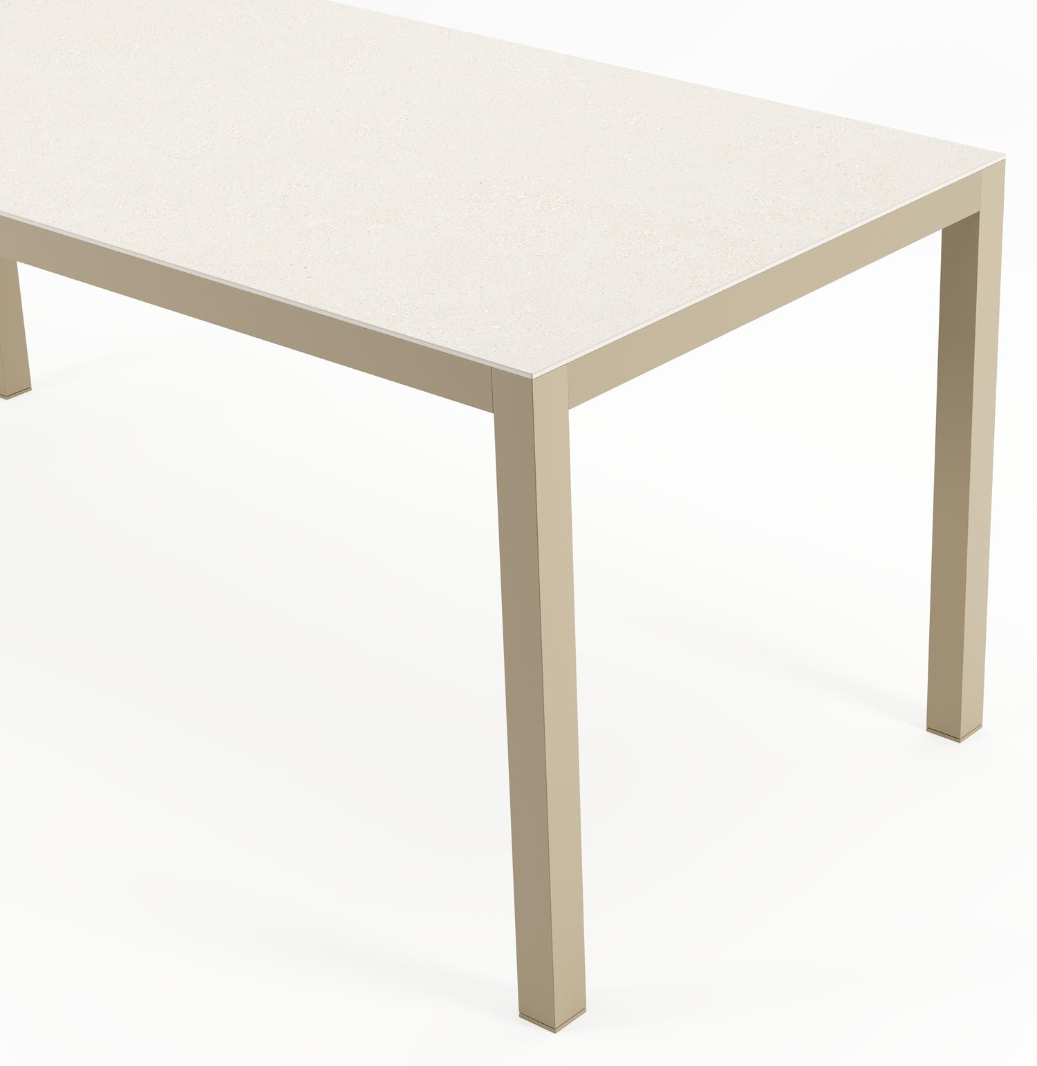 Feltro tuintafelframe rechthoekig in beige aluminium en volkeramiek beige - L 180 x B 80 x H 74 cm