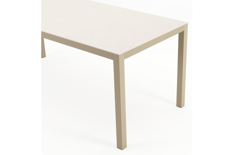 Feltro tuintafelframe rechthoekig in beige aluminium en volkeramiek beige - L 180 x B 80 x H 74 cm