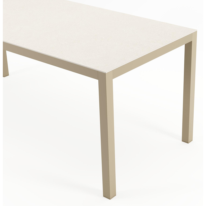 Feltro tuintafelframe rechthoekig in beige aluminium en volkeramiek beige - L 180 x B 80 x H 74 cm