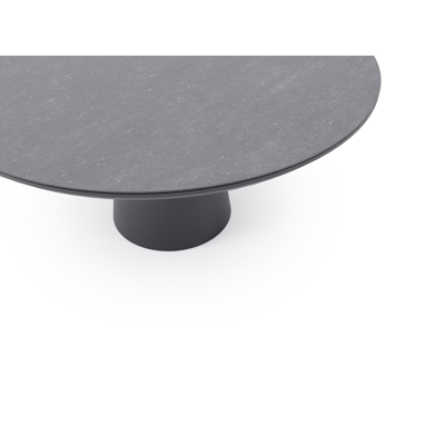 Donato tuintafel in zwart aluminium en volkeramiek pierre bleue - Dia. 148 x H 76 cm