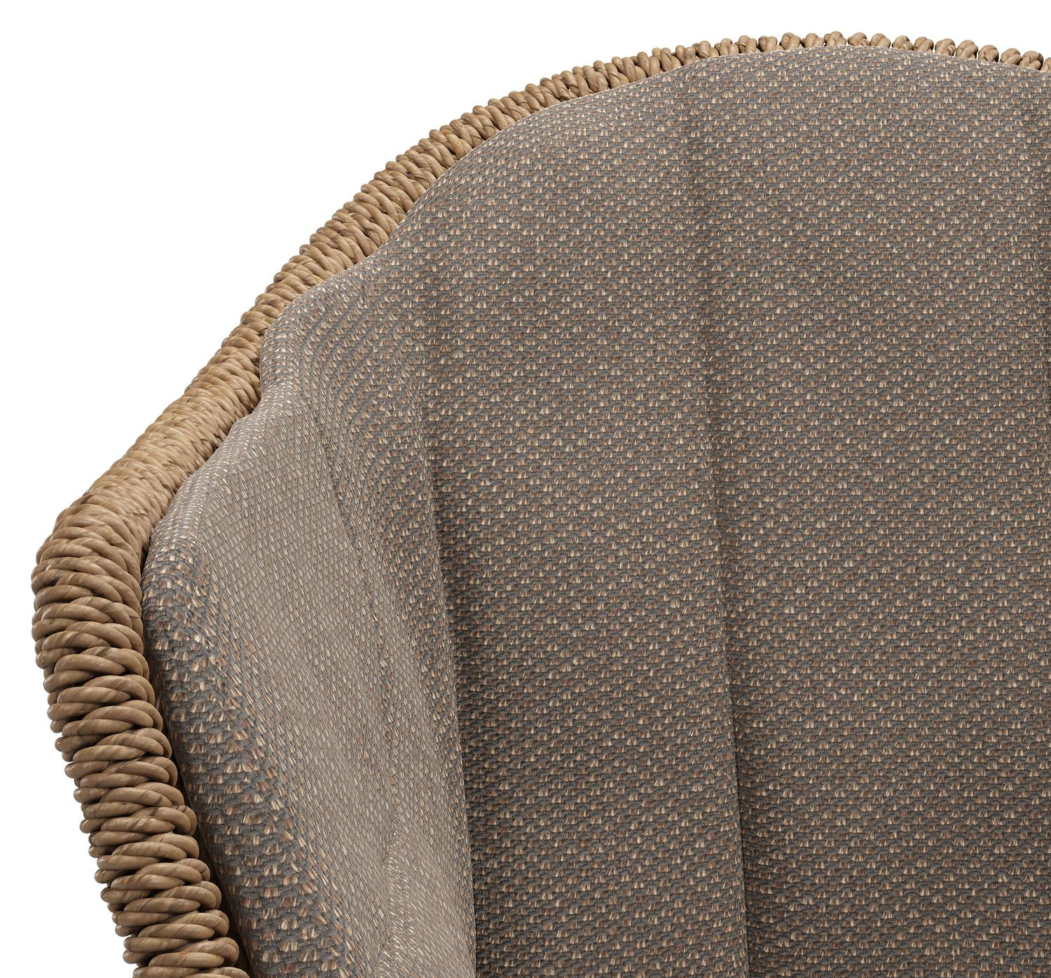 Pagino tuinstoel in teak en naturel wicker met kussen in lopi coconut all weather sunbrella® luxe