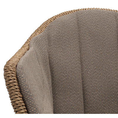 Pagino tuinstoel in teak en naturel wicker met kussen in lopi coconut all weather sunbrella® luxe
