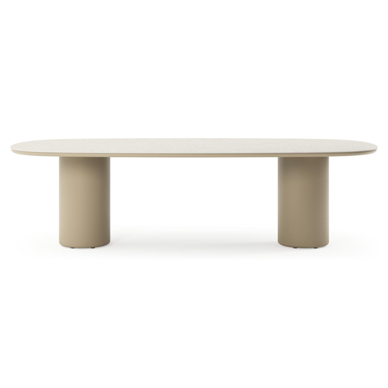 Amico tuintafel bombo in beige aluminium en volkeramiek Shilin - L 270 x B 125 x H 73.5 cm