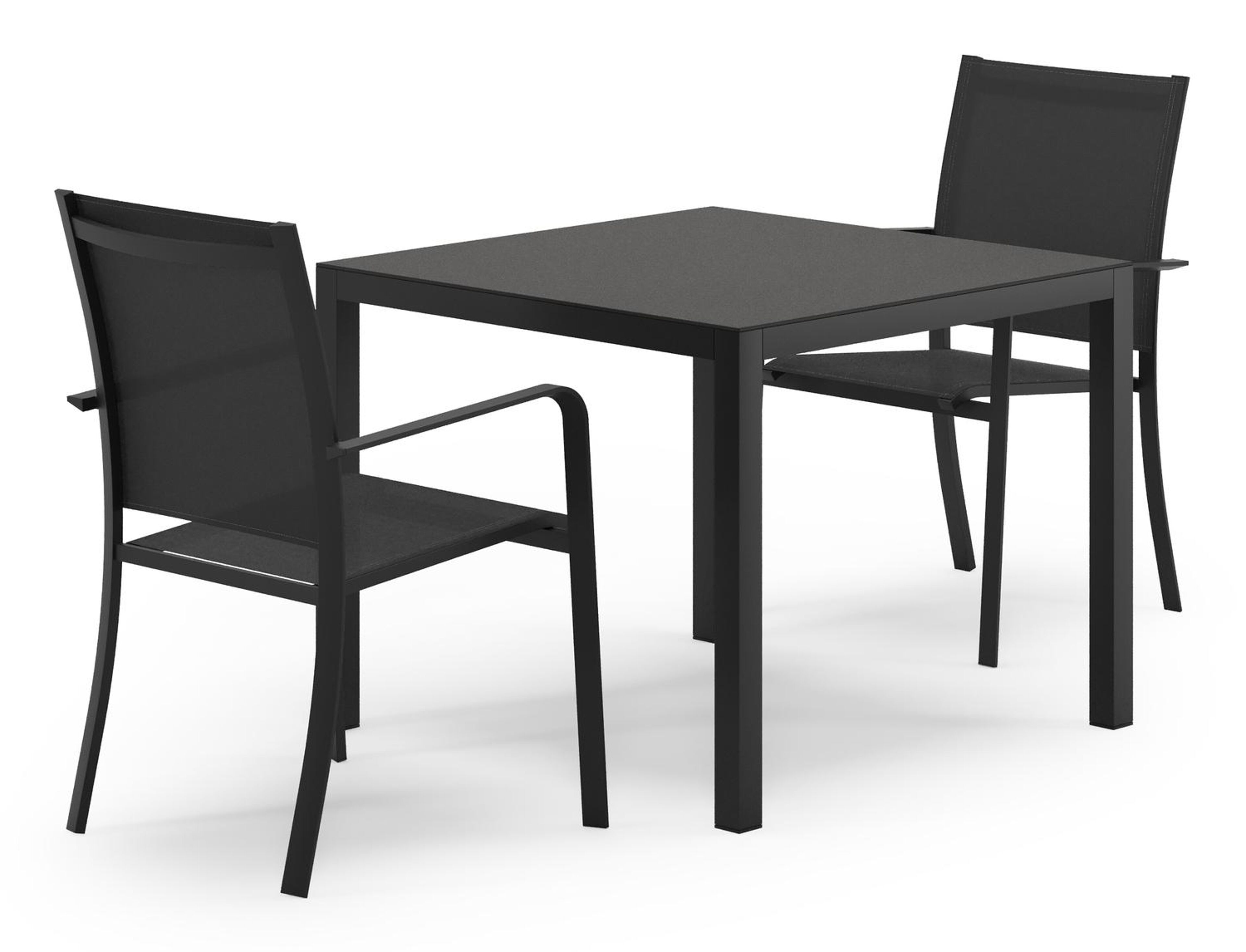 Ensemble de jardin Feltro en aluminium noir et sintered stone Notte minerale avec 2 chaises de jardin Calobra