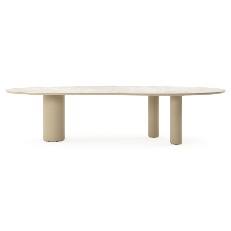 Amico tuintafel organisch in beige aluminium en volkeramiek Rapolano - L 320 x B 120 x H 73.5 cm