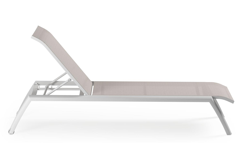 Bari verstelbaar ligbed in wit aluminium