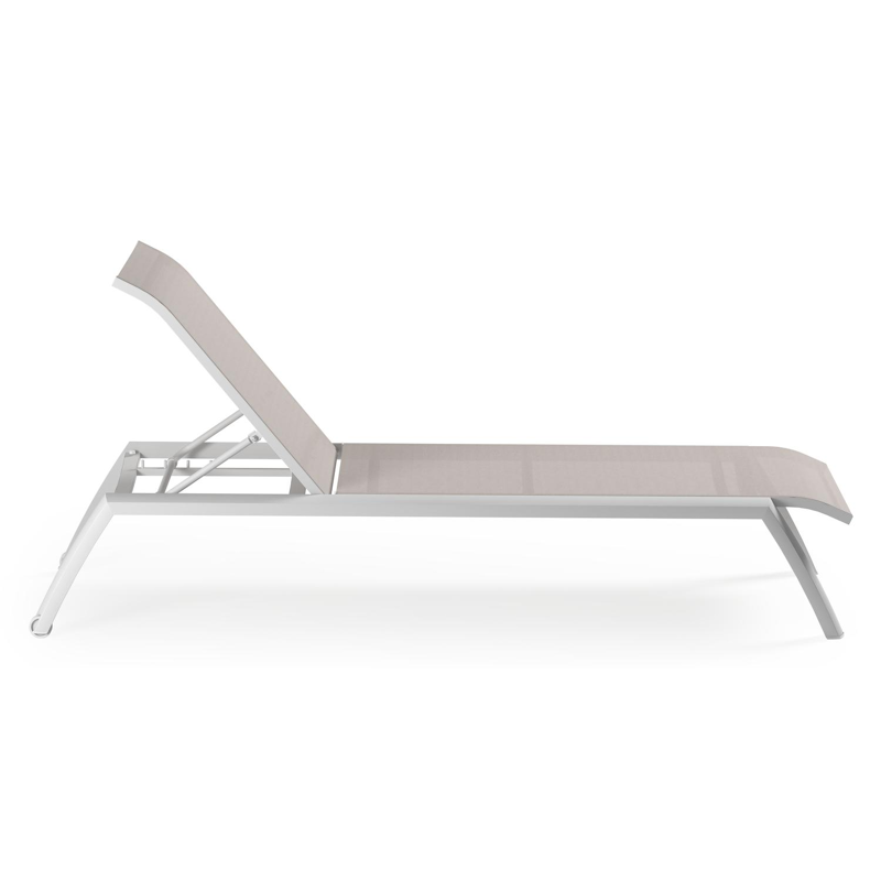 Set van 2 verstelbare Bari ligbedden in wit aluminium