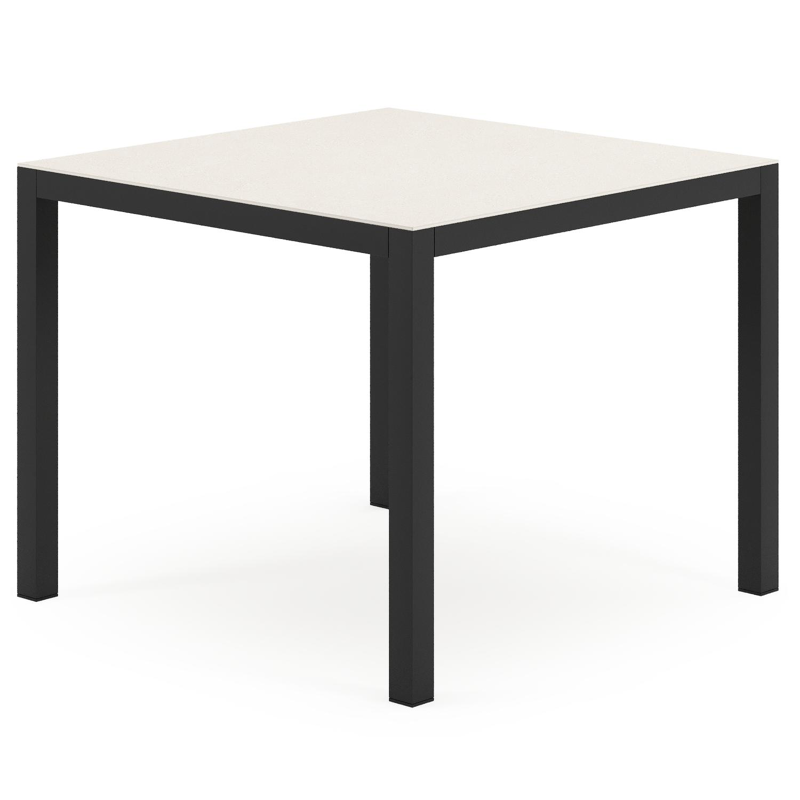 Feltro tuintafel vierkant in zwart aluminium en sintered stone crema minerale - L 92 x B 92 x H 74 cm