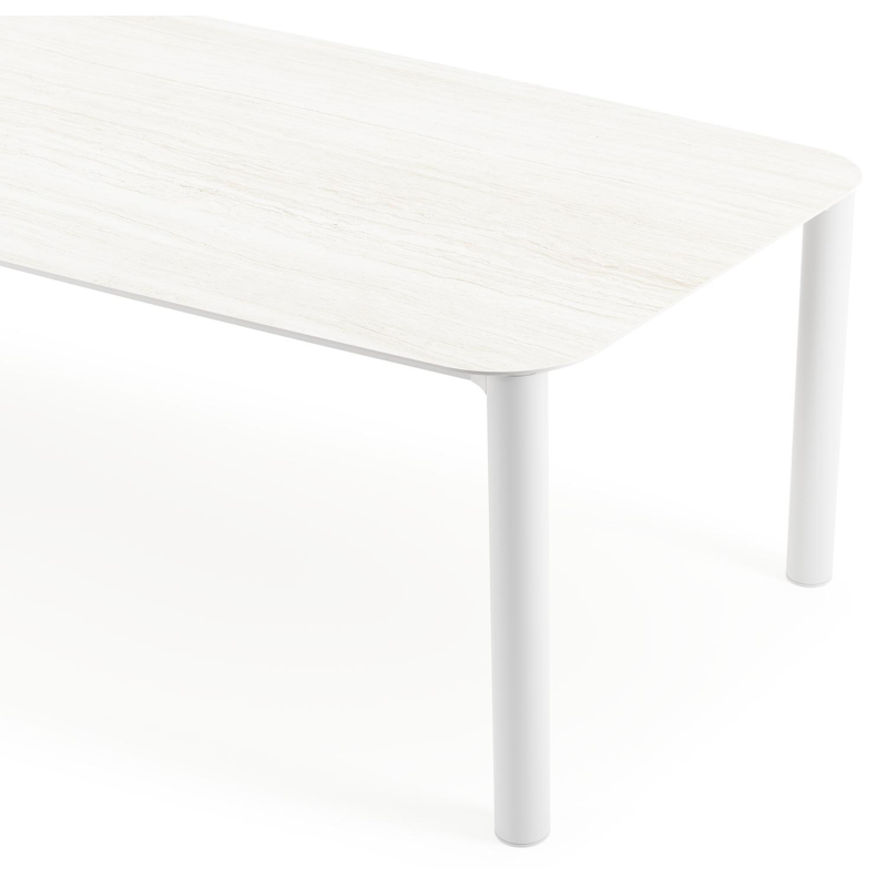 Orso tuintafel bootvorm in wit aluminium en volkeramiek calista - L 315 x B 115 x H 75 cm