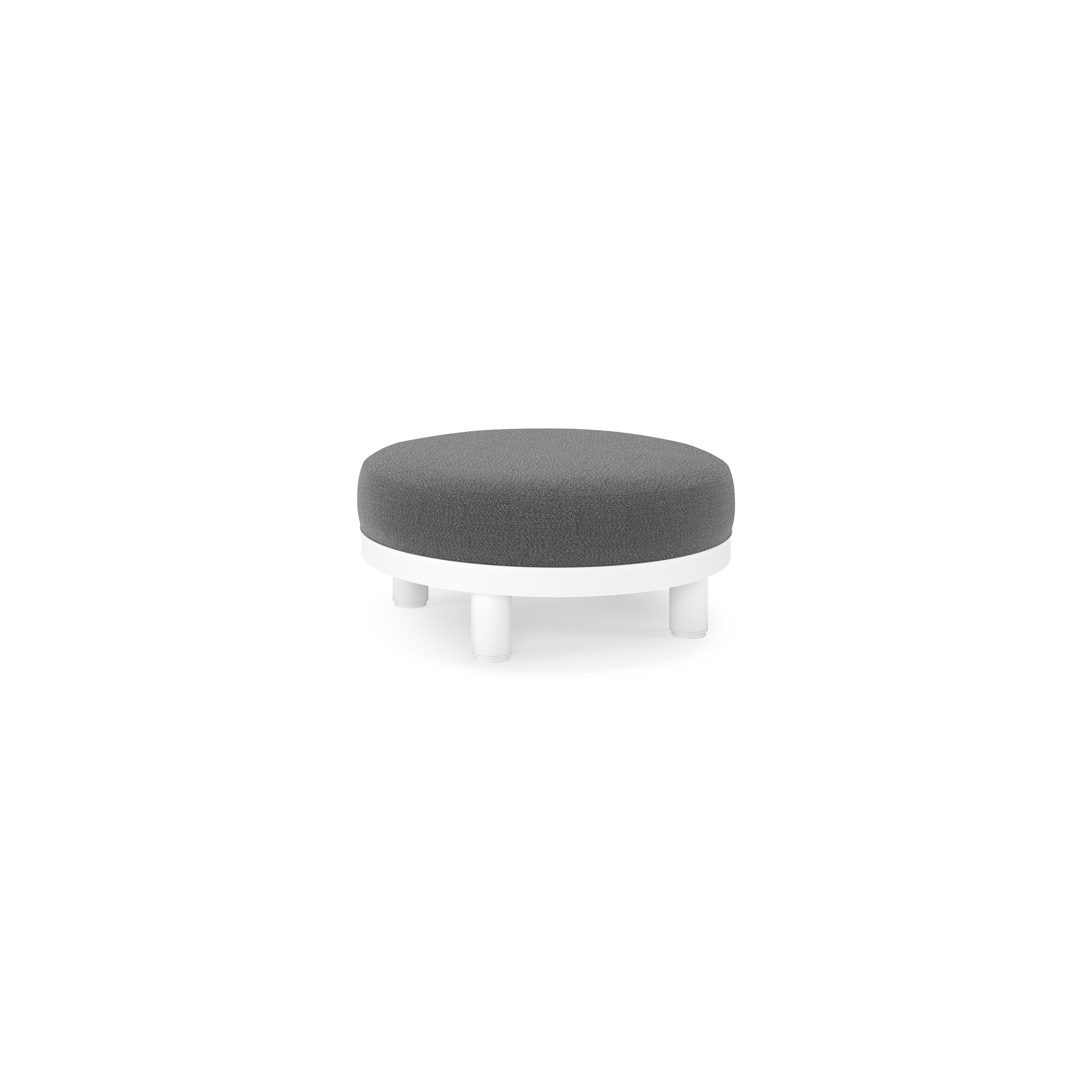 Donato lounge poef in wit aluminium met All Weather Sunbrella® Luxe Savane Tornado kussen