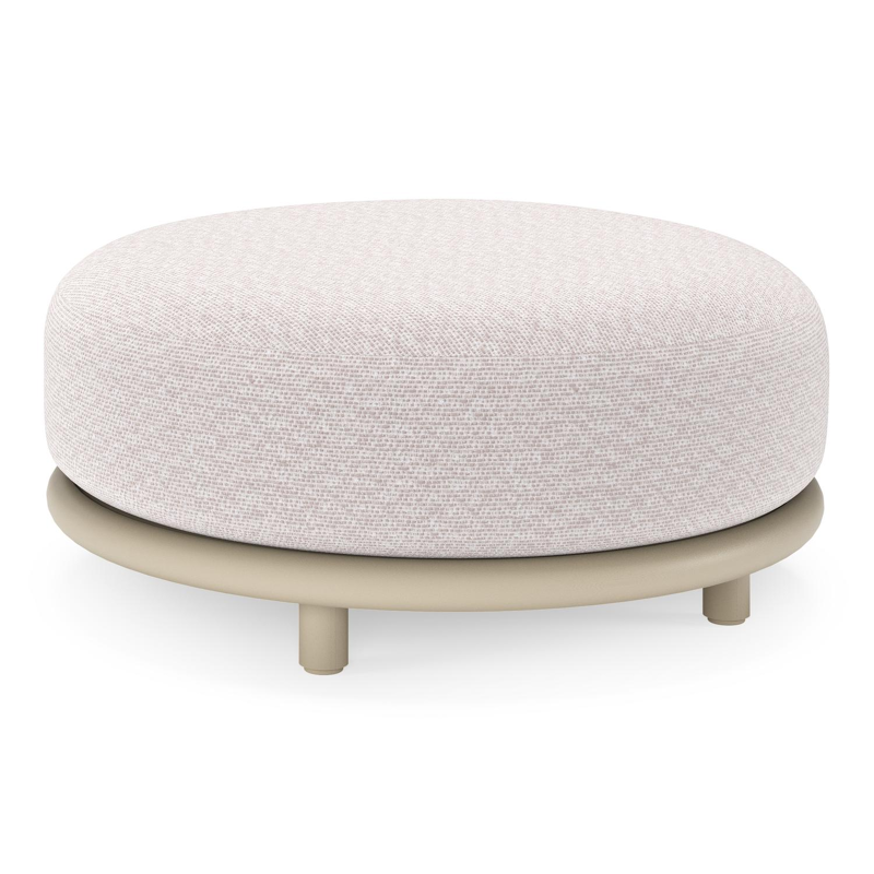 Lomano poef in beige aluminium en beige verticaal geweven luxe vlakke rope met Wander Gobi all weather sunbrellaÂ® luxe