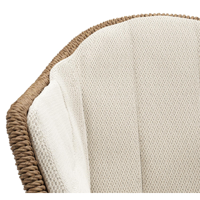 Pagino tuinstoel in teak en bruin ronde wicker met kussen in lopi marble all weather sunbrella® luxe