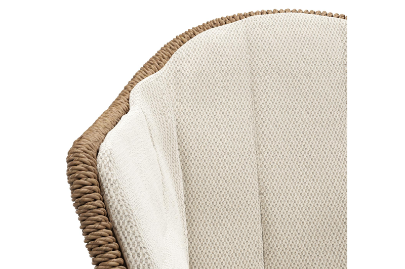 Pagino tuinstoel in teak en bruin ronde wicker met kussen in lopi marble all weather sunbrella® luxe