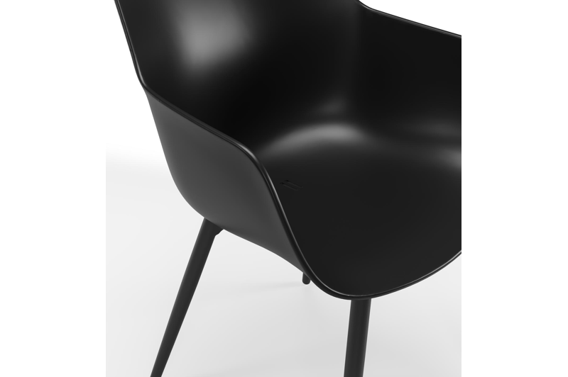 Paco tuinstoel in zwart aluminium en zwart kunststof