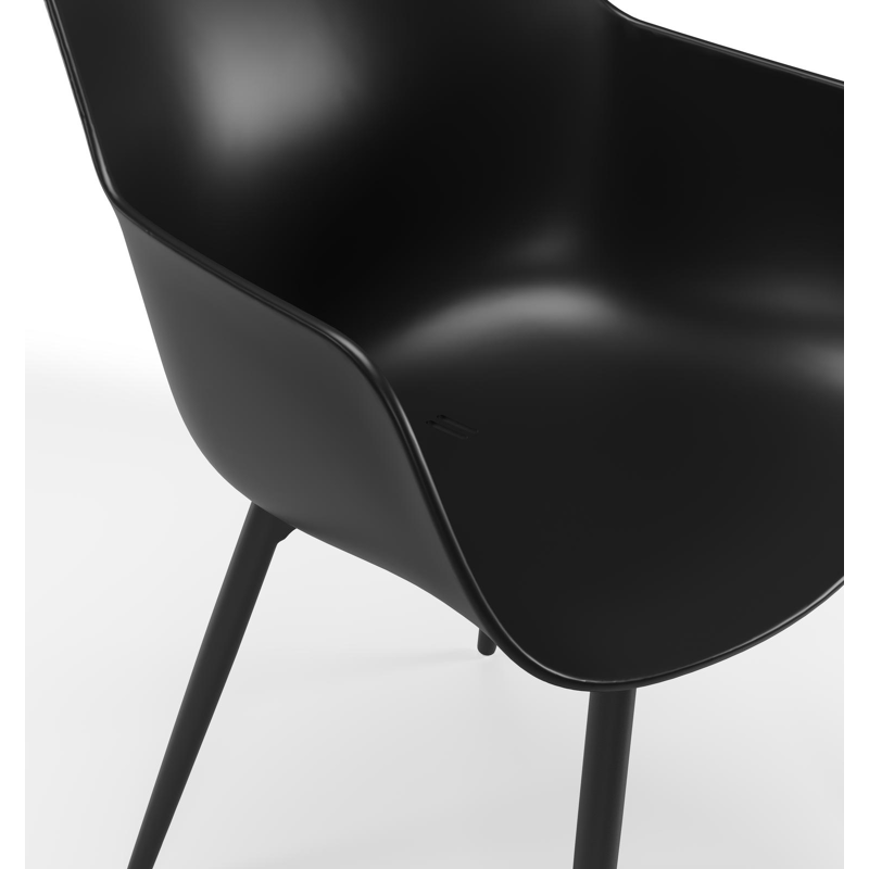 Chaise de jardin Paco in aluminium noir et matière synthétique noir