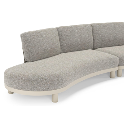 Donato loungebank in beige aluminium met all weather sunbrella® luxe Tundra Pepper kussen