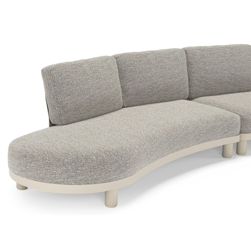 Donato loungebank in beige aluminium met all weather sunbrella® luxe Tundra Pepper kussen