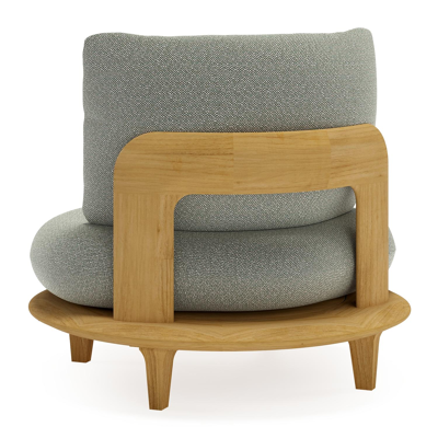 Bomero loungestoel in teak met savane leaf all weather sunbrella® luxe kussen