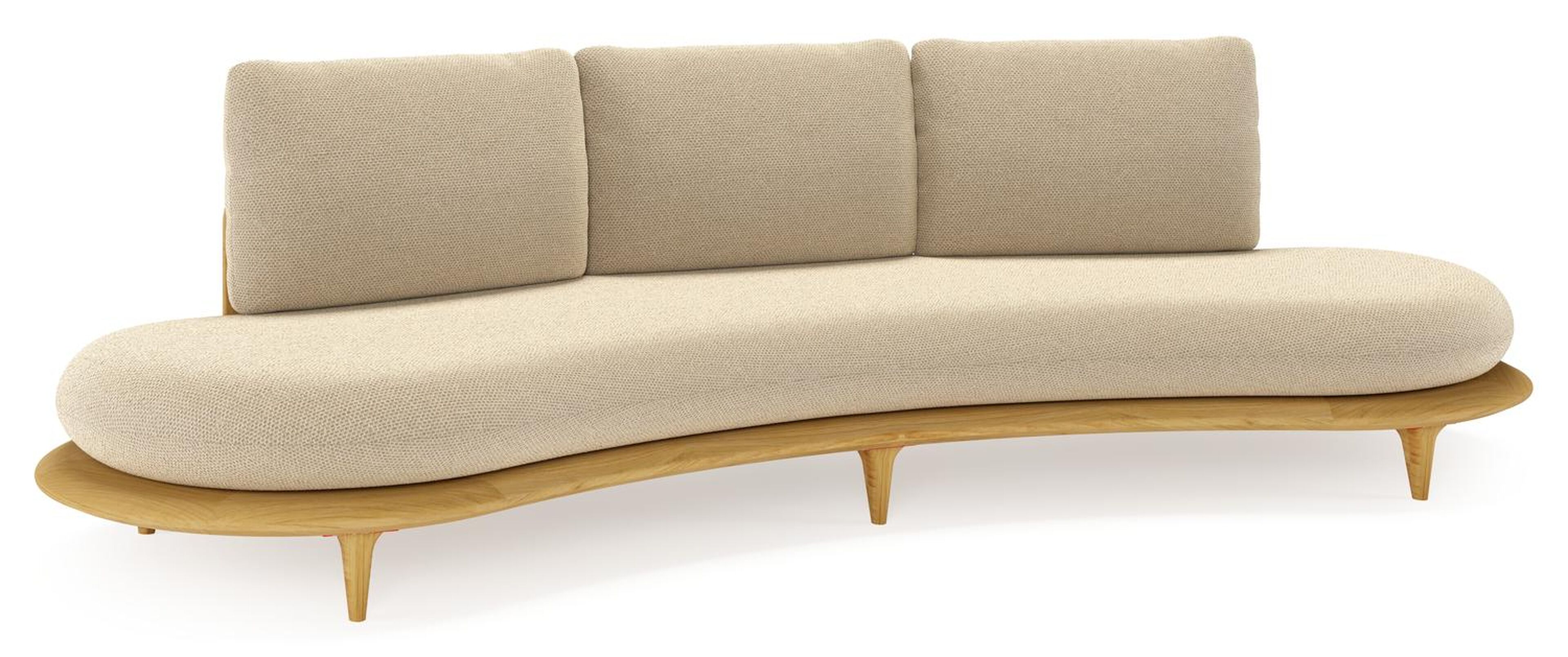 Bomero loungebank in teak met althea camel all weather cosytica kussen