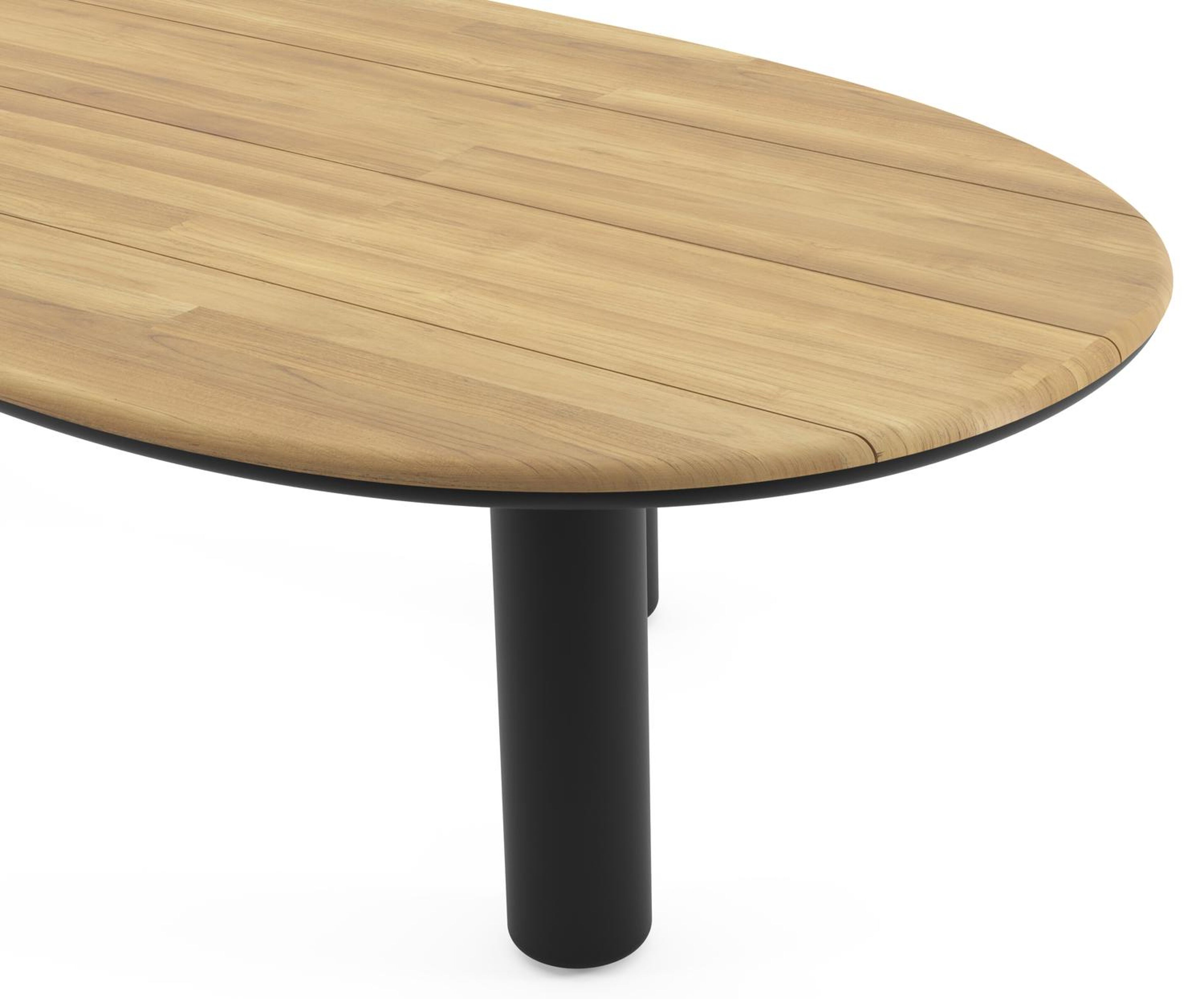 Amico tuintafel organisch in zwart aluminium en teak - L 320 x B 145 x H 74 cm