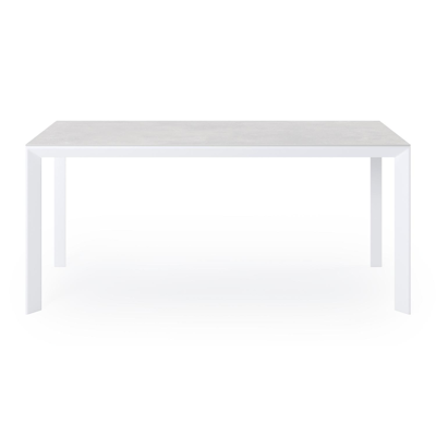 Table de jardin Malito en aluminium blanc et céramique pleine new york - Lg 170 x Larg. 70 x H 75,5 cm