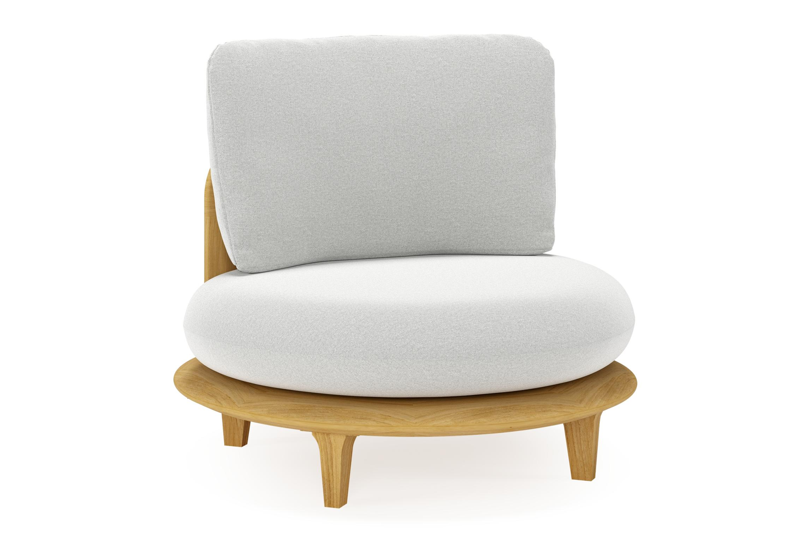 Bomero loungestoel in teak met natte grey chine all weather sunbrella® luxe kussen