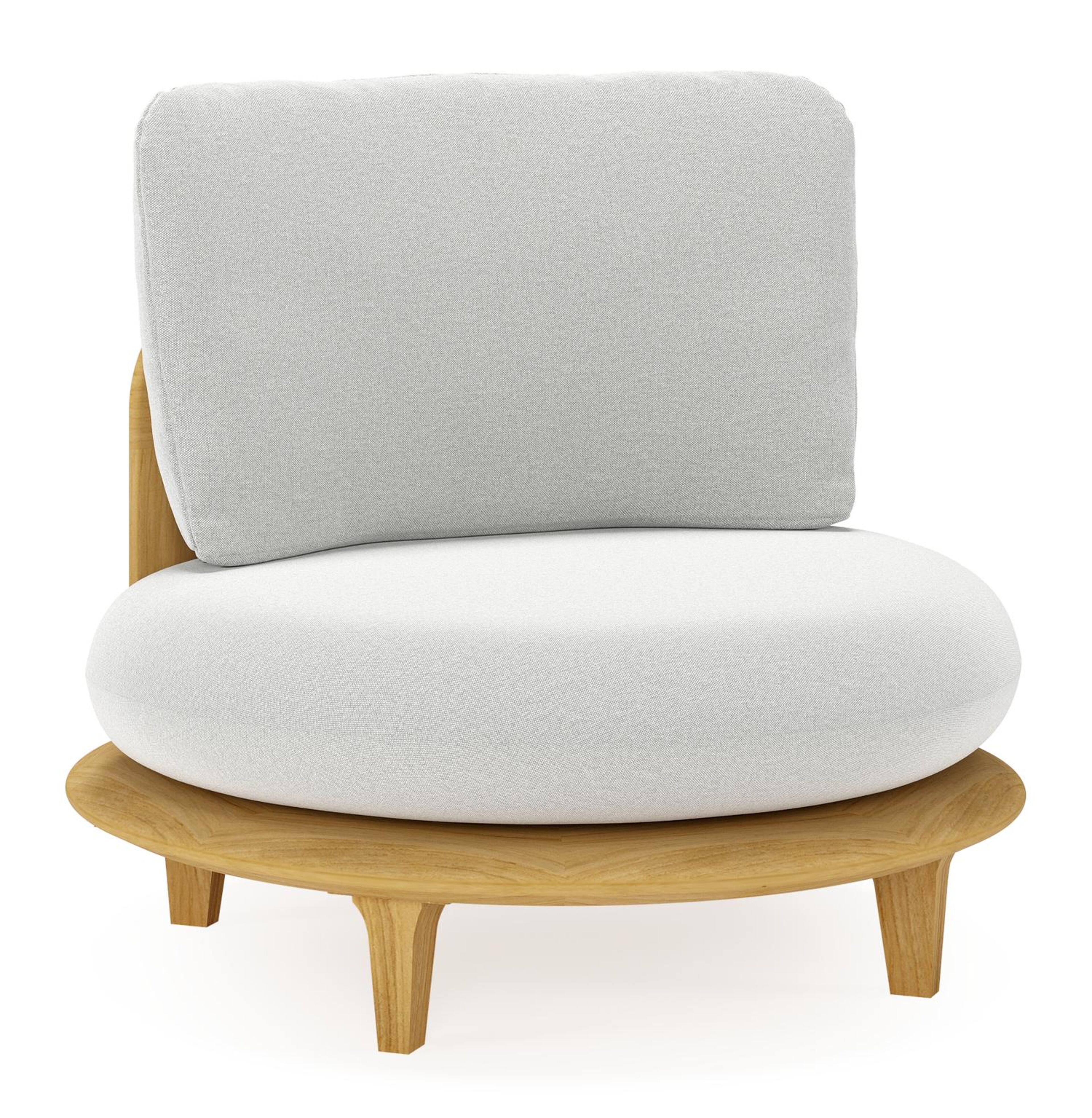 Bomero loungestoel in teak met natte grey chine all weather sunbrella® luxe kussen