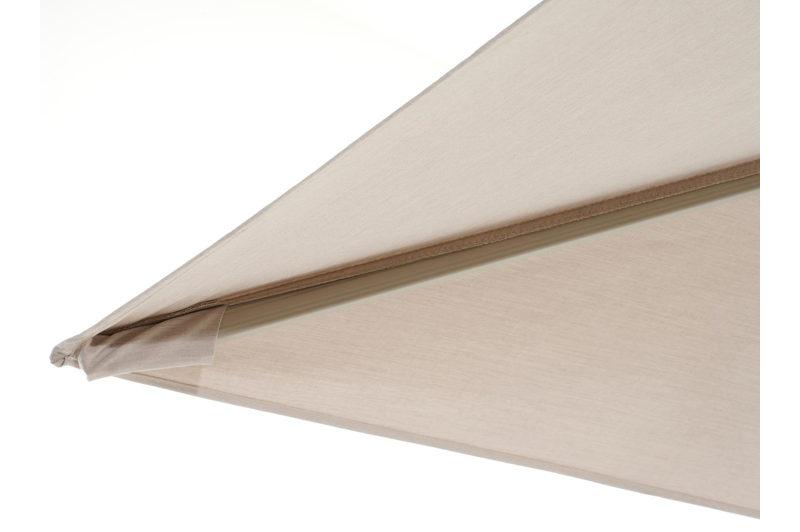 Rufina zweefparasol met tiltfunctie in beige aluminium en beige Sunbrella® Premium parasoldoek - L1 250 x L2 350 cm met Lapido XL parasolvoet 160 kg