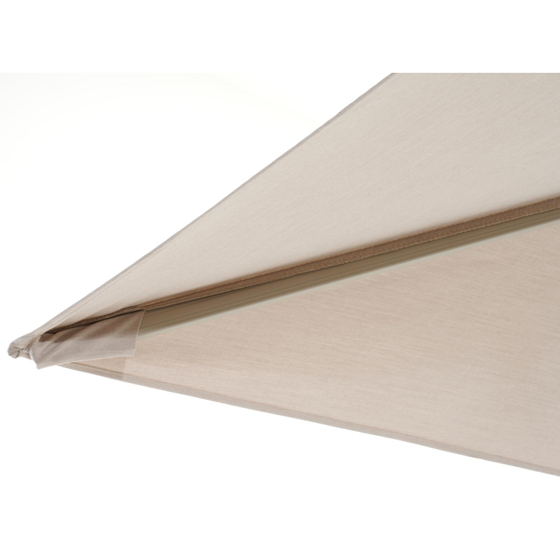 Rufina zweefparasol met tiltfunctie in beige aluminium met beige all weather sunbrella® premium parasoldoek - L1 350 x L2 250 cm (zonder voet)
