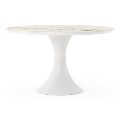 Fano tuintafel rond in wit aluminium en volkeramiek colorado dunes - Dia. 130 x H 75 cm