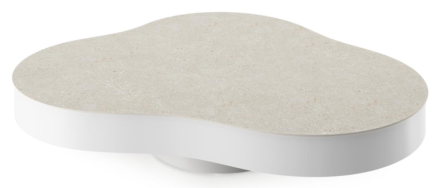 Lomano loungetafel in wit aluminium en volkeramiek Shilin - L 131 x B 108 x H 8 cm