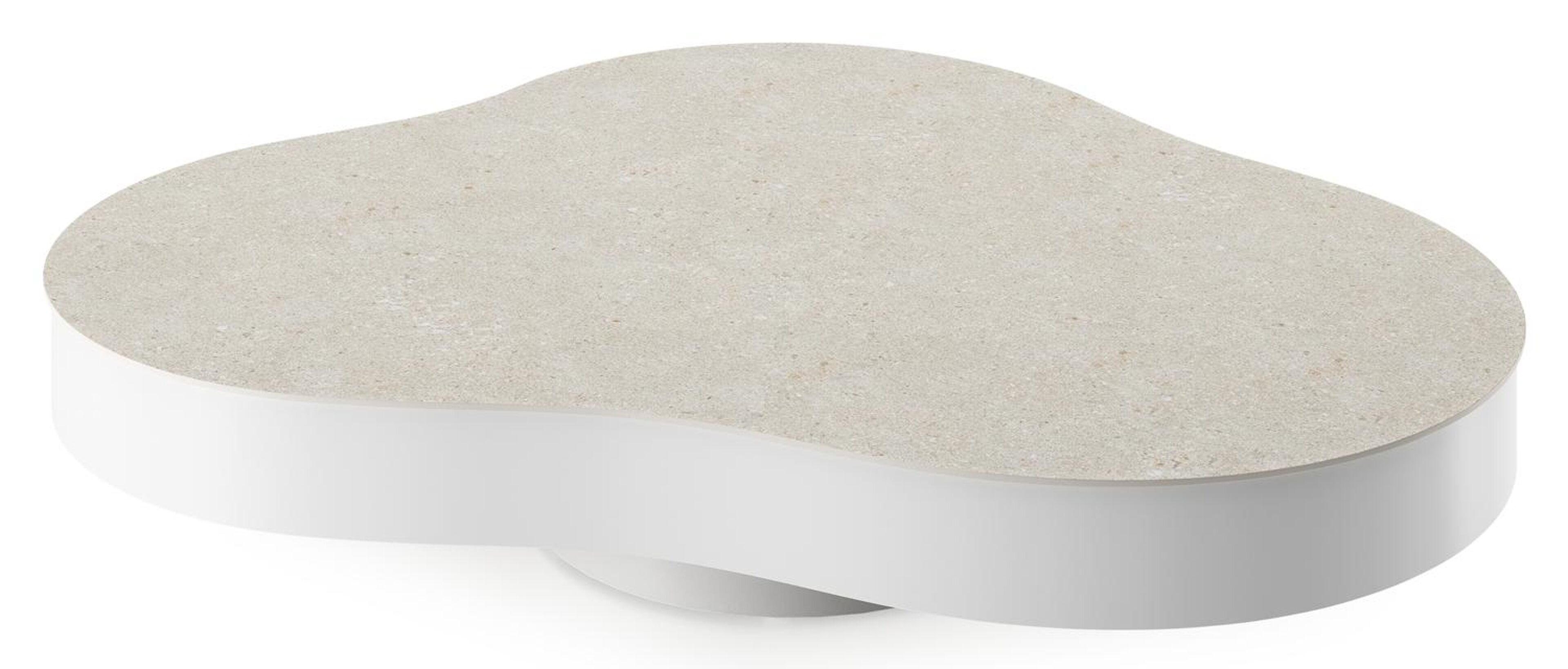 Lomano loungetafel in wit aluminium en volkeramiek Shilin - L 131 x B 108 x H 8 cm