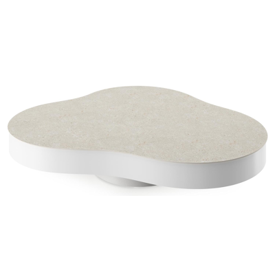 Lomano loungetafel in wit aluminium en volkeramiek Shilin - L 131 x B 108 x H 8 cm