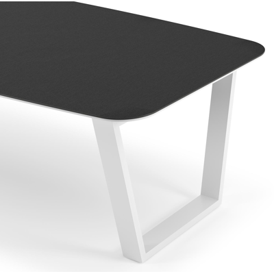 Pagino tuintafel bootvorm in wit aluminium en volkeramiek Nero Black - L 255 x B 115 x H 73 cm