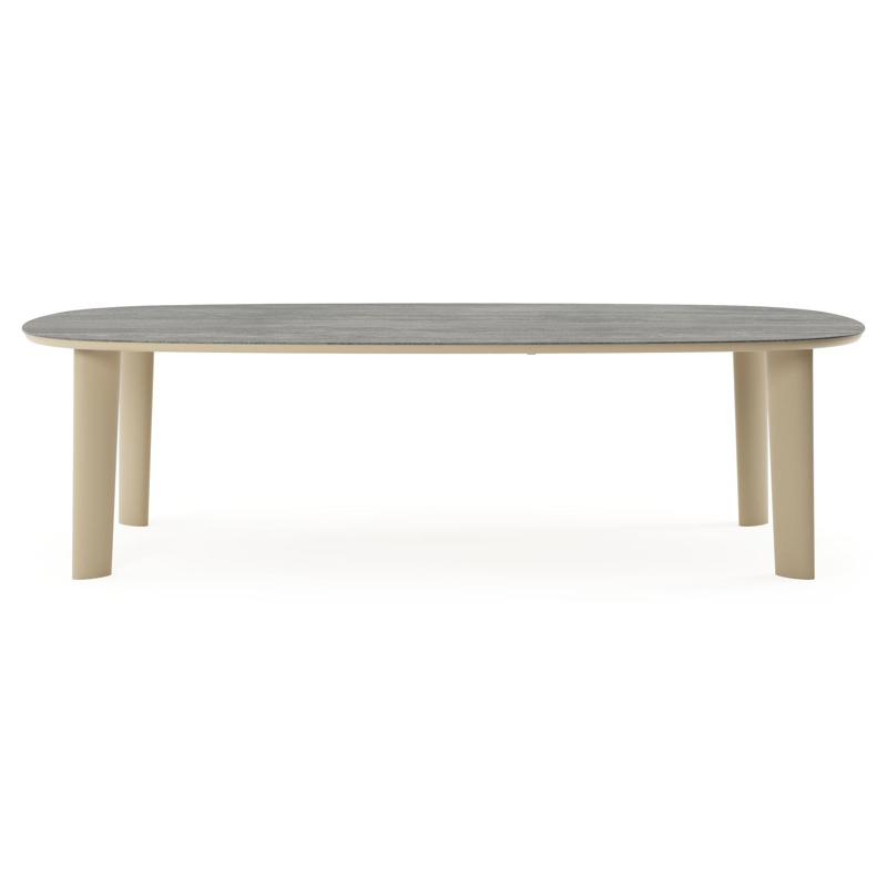 Amico tuintafel bombo xl in beige aluminium en volkeramiek Aspen Grey - L 270 x B 148 x H 73.5 cm