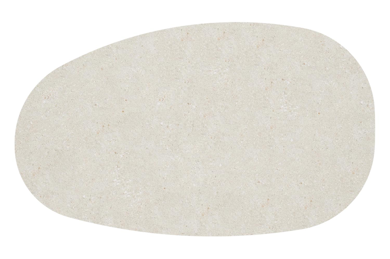 Donato loungetafel organisch in beige aluminium en volkeramiek Shilin - L 151 x B 90 x H 24.5 cm