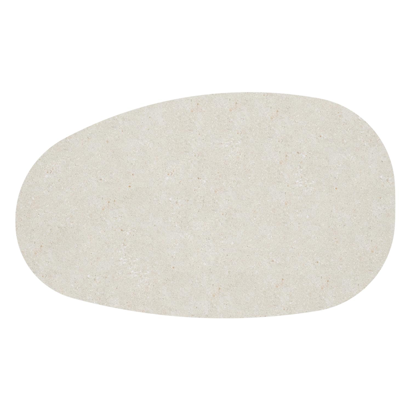 Donato loungetafel organisch in beige aluminium en volkeramiek Shilin - L 151 x B 90 x H 24.5 cm