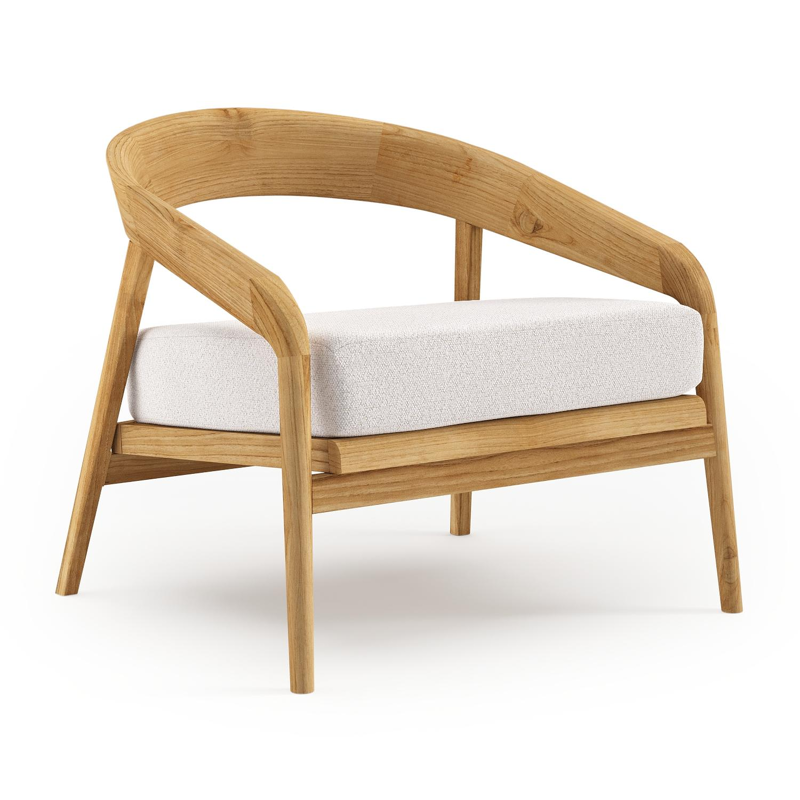 Lacrima loungestoel in teak met ego eggshell all weather Solica kussen