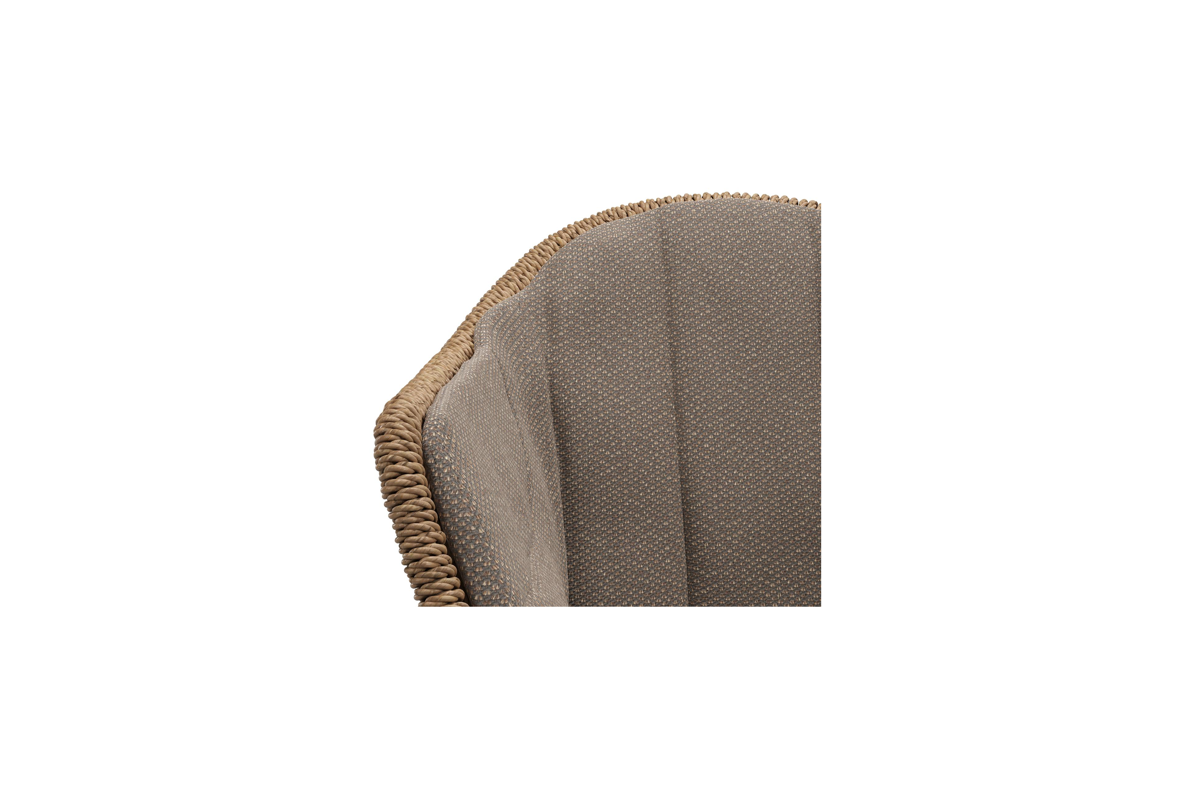 Pagino tuinstoel in zwart aluminium en zwart wicker met kussen in lopi coconut all weather sunbrella® luxe