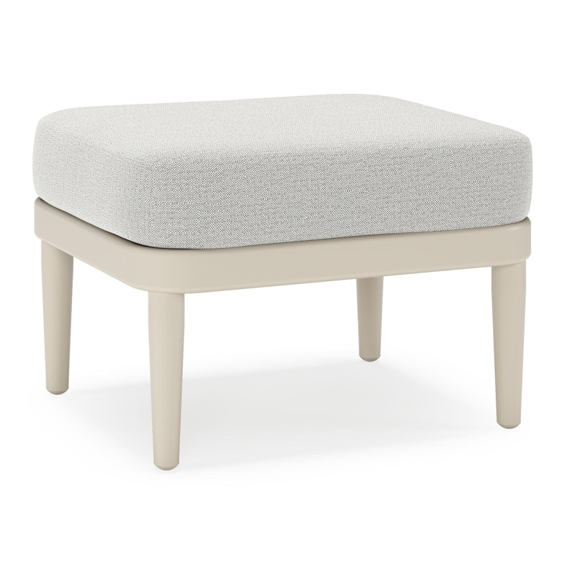 Pouf Orso en aluminium beige et coussins en all weather sunbrella® luxe Savane Nimbus