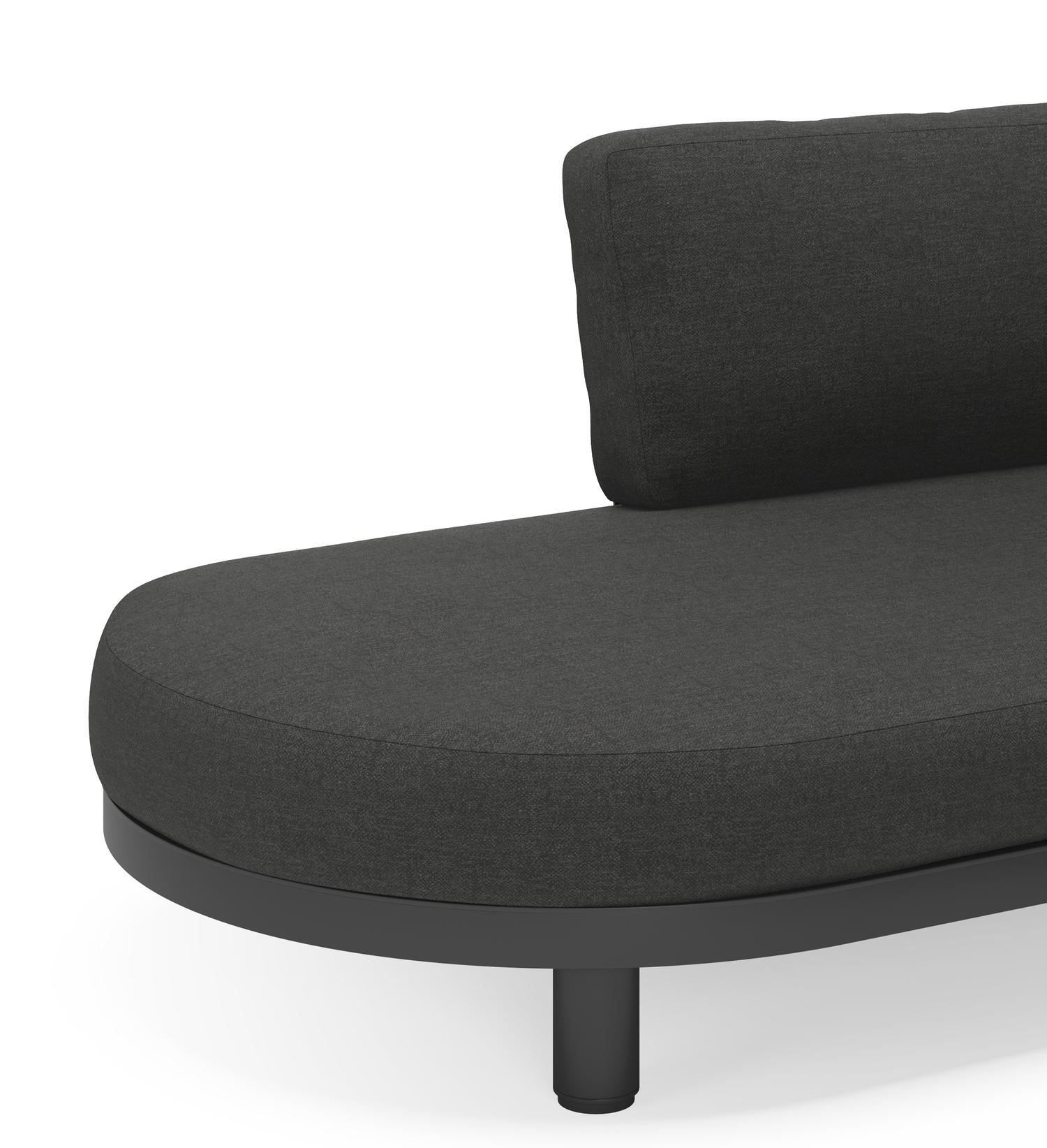 Donato loungehoek in zwart aluminium en met chartres pearl all weather sunbrella® luxe kussens